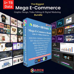 the biggest Mega e-commerce graphic design video editing and digital marketing bundle