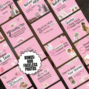 100 Aesthetic Pink Instagram Carousel Templates | Editable Canva PLR MRR