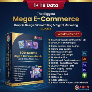 the biggest Mega e-commerce graphic design video editing and digital marketing bundle