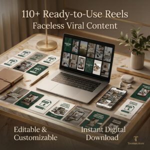110+ Faceless Digital Marketing Videos with MRR & PLR — Instagram Reels, TikTok & YouTube Shorts | Editable Canva Bundle