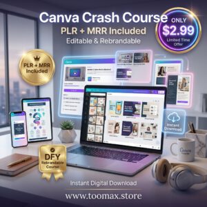 Canva Crash Course with MRR — Editable 37-Page Template + 6 Video Tutorials | Master Resell Rights Included