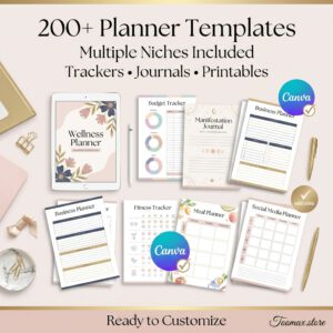 14,500+ Pages PLR Canva Template Bundle - 300 Planners, Journals & Trackers with Master Resell Rights | Instant Download