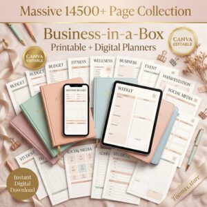14,500+ Pages PLR Canva Template Bundle - 300 Planners, Journals & Trackers with Master Resell Rights | Instant Download