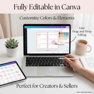 PLR Digital Stickers — That Girl Aesthetic | 1,700+ Canva Editable PNG Icons for Goodnotes, Notability & Resell