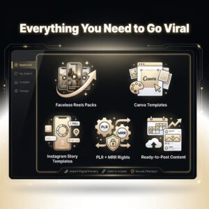 Ultimate Faceless Content Bundle – 200+ Viral Reels, Videos & Canva Templates (PLR + MRR)