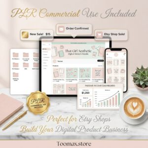 PLR Digital Stickers — That Girl Aesthetic | 1,700+ Canva Editable PNG Icons for Goodnotes, Notability & Resell