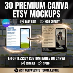 Etsy Digital Product Guide: MRR PLR eBook, Canva Templates + Mockups