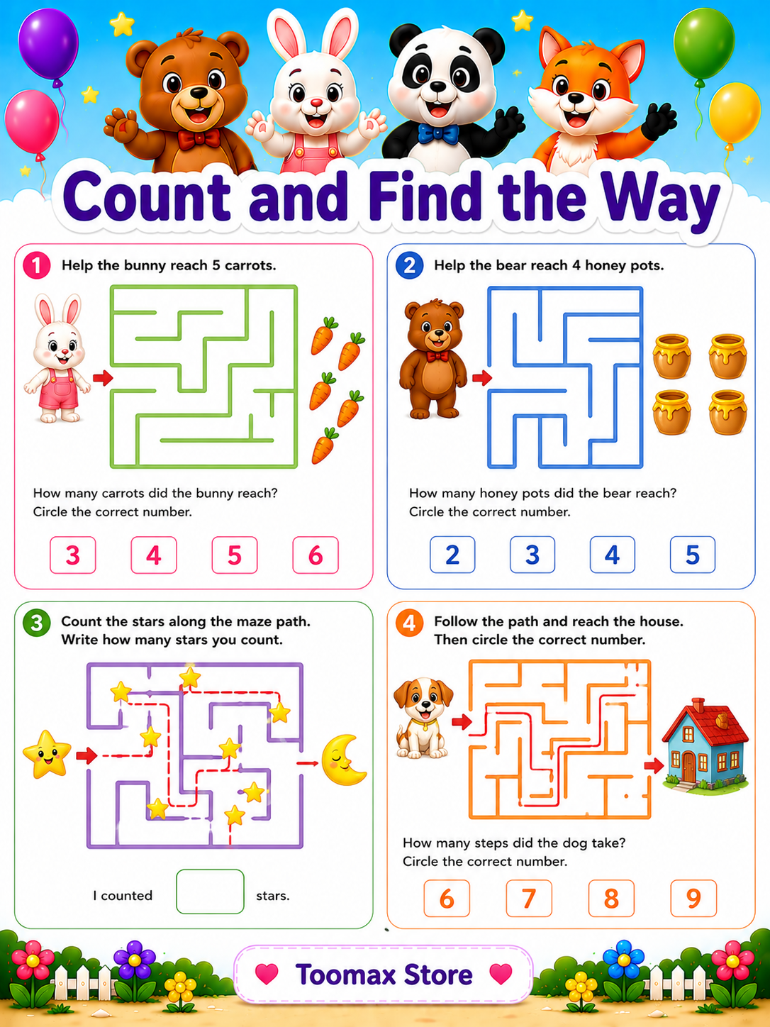 Math Workbook for Kids Printable PDF | Preschool & Kindergarten Math Worksheets | Number Recognition, Counting & Tracing Activities | Homeschool Learning Pack | Instant Download - Image 7
