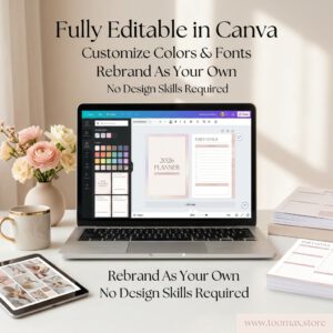PLR 2026 Planner with MRR - Canva Editable Digital Planner Template | Done-For-You Digital Product Bundle with Resell Rights