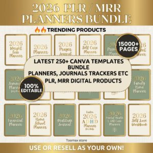 2026 PLR Canva Template Bundle — 250+ Digital Planners, Journals & Trackers with Master Resell Rights | Weekly Updated Vault